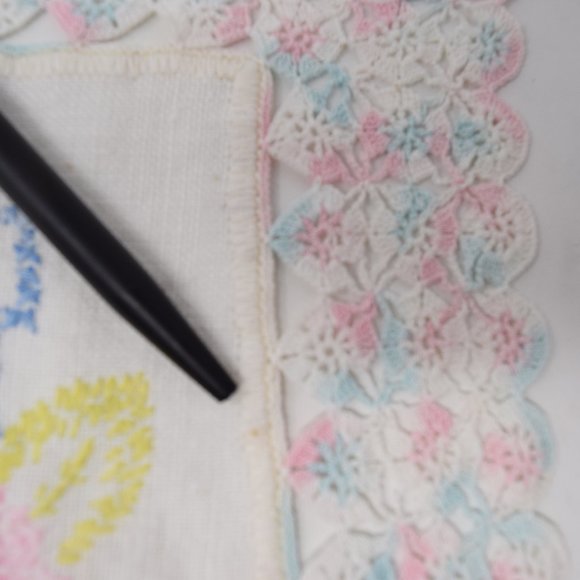 Cross Stitch Shelf Dresser Centerpiece Scarf Rectangle Floral Hand Embroidery - Picture 10 of 10